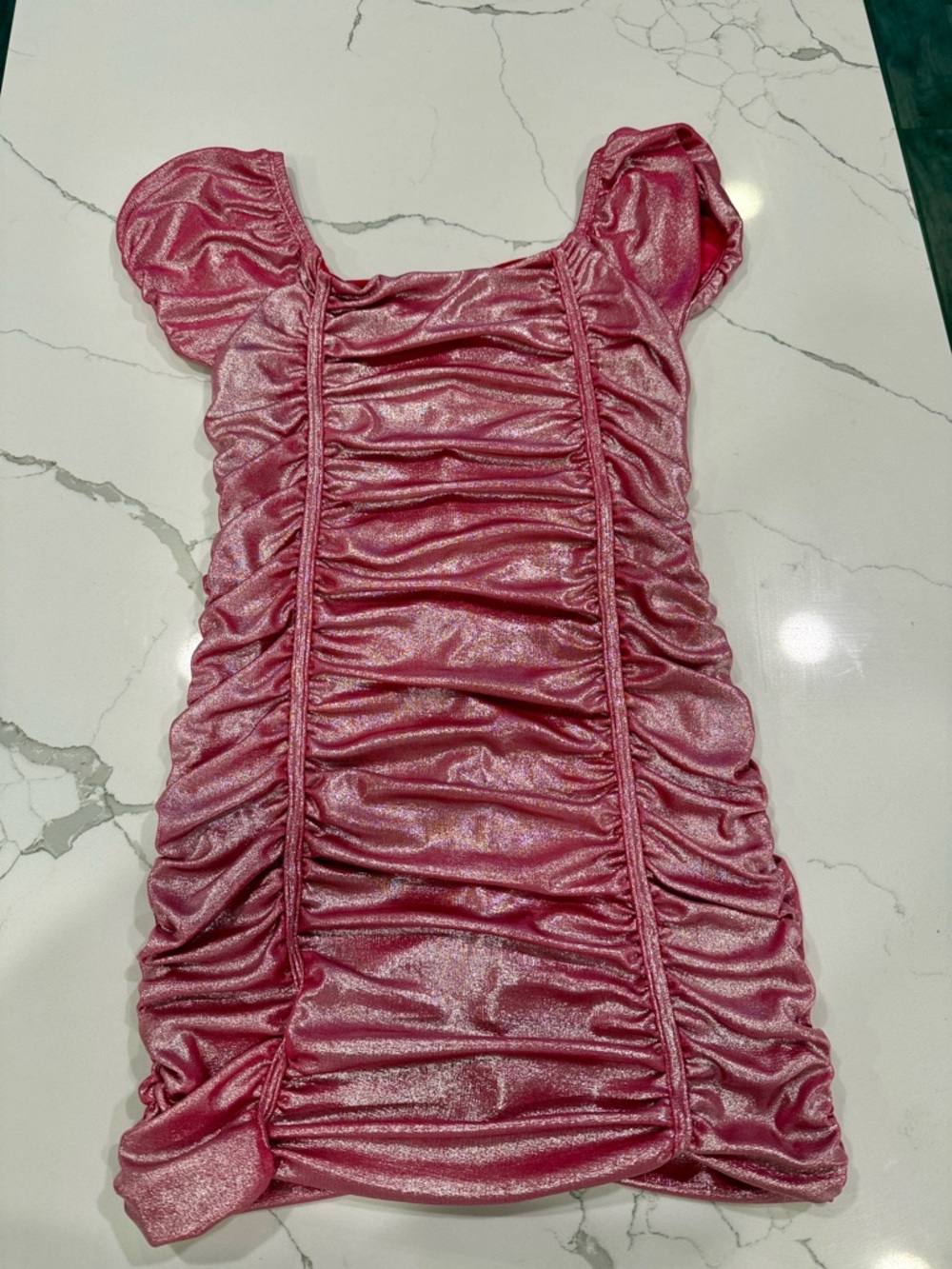 Cheryl Shimmery Pink Ruched Mini Dress juniors/kids